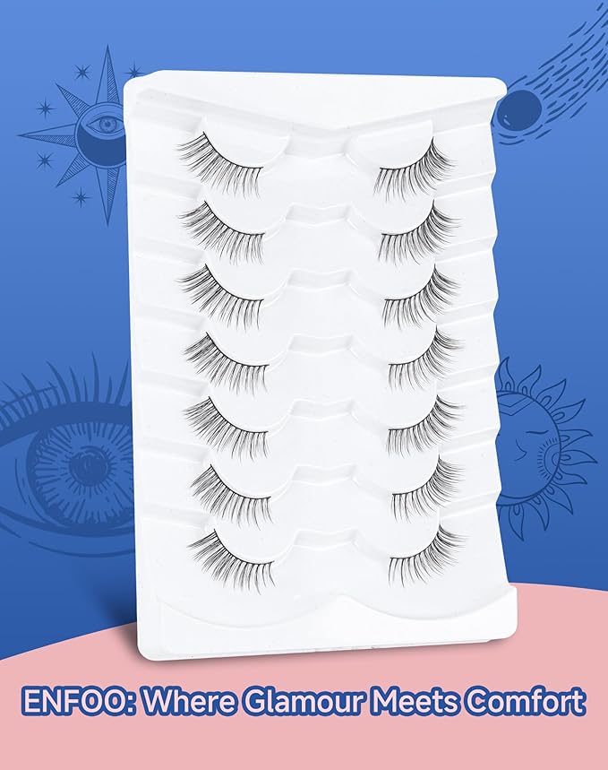 3/4 Lashes Half Natural Wispy Eyelashes Flared Corner Eyelashes False CatEye Lash Half Small Eyelash 7 Pairs D47-GlimoraGlow