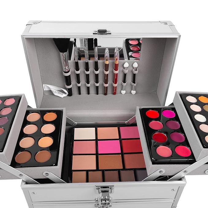 132 Colors All-in-one Makeup Palette Cosmetic Contouring Kit Gift Box Combination with Eyeshadow, Cream Concealer, Eyebrow Powder, Lip Gloss, Blush and Face Pressed Powder-GlimoraGlow
