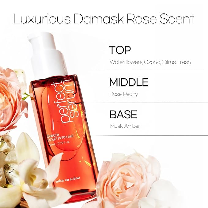 Mise En Scene Perfect Rose Perfume Serum - Korean Hair Essence with Rose Scent, Argan Oil for Damaged Hair Care, 2.70 fl. Oz-GlimoraGlow