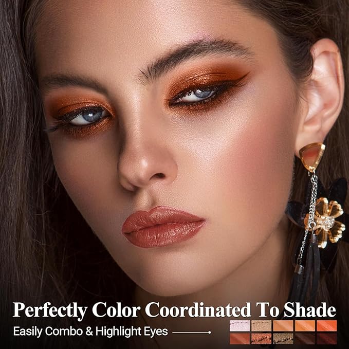 10PCS Eyeshadow Stick,Shimmer And Matte Brown Metallic Cream Eyeshadow Pencil Crayon with Smudge-proof & Waterproof,Eye Brightener Stick-GlimoraGlow