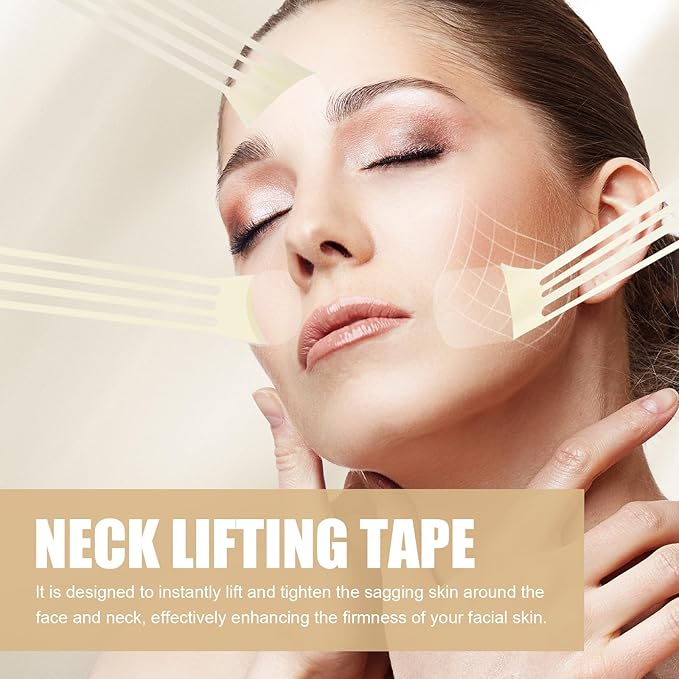 braxan 60 Pcs Neck Tape Lifting Invisible Set: Neck & Face Lift Tape Invisible - for Double Chin Jowls Eyes Sagging Skin, Special Events & Makeup-Friendly Use, Visible Results In Seconds-GlimoraGlow