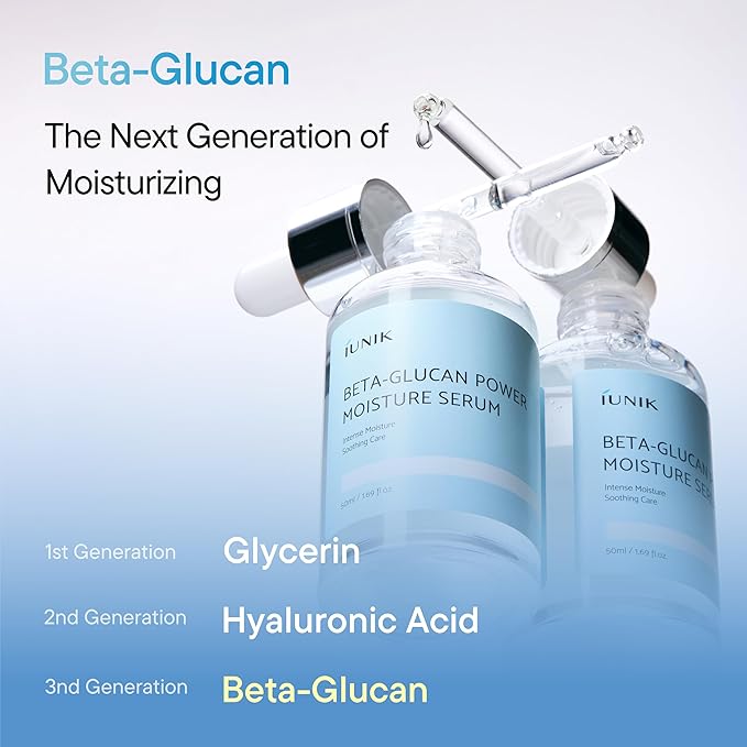 IUNIK Beta-Glucan Power Deep Moisture Vegan Serum Intense Hydration Mushroom Yeast Extracts Naturally-derived - Dry Mature Sagging Sensitive Skin Cell Regenerating Lifting Korean Skincare-GlimoraGlow