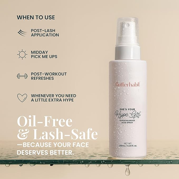 FlutterHabit Hypochlorous Acid Spray, Face Mist for Acne Prone Skin, HOCl Formula to Soothe Irritation, Refresh Complexion, Repair Damage, Balance Oil, Calm Redness, Restore Clarity (125mL)-GlimoraGlow