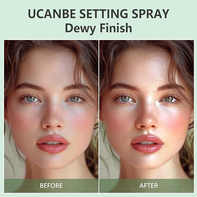 Dewy Makeup Setting Spray Kit-3.38 Fl oz Hydrating Illuminating Finishing Spray Lightweight Face Mist All Day Long Make up Fixer +2PCS Sponge Puff, Hydrate Skin for a Bright Look-GlimoraGlow