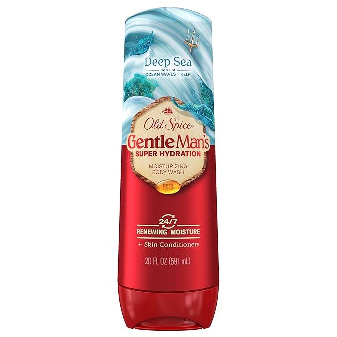 Old Spice Body Wash GentleMan’s Super Hydration for Men, 24/7 Renewing Moisture, Gentle on Skin with Skin Conditioners, Deep Sea with Ocean Waves + Kelp Scent, 20 oz-GlimoraGlow
