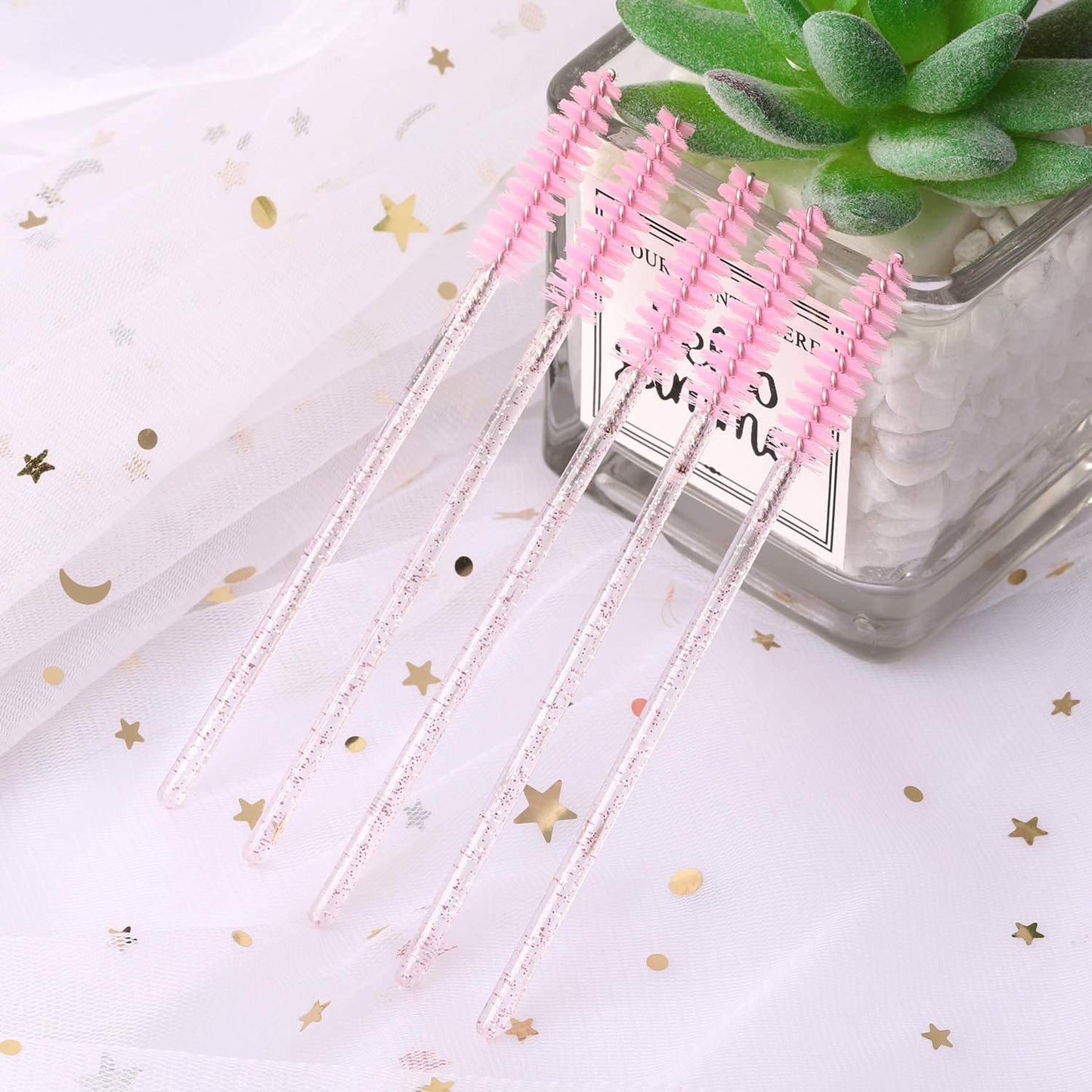 Tbestmax 2000 Disposable Mascara Wands Eyelash Brush Spoolies for Eyebrow Eye Lash Extension Pink-GlimoraGlow