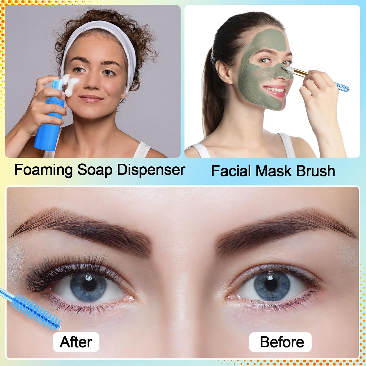 Zhehao 80 Pcs Lash Shampoo Bottle Brushes Kit 20 Foam Pump Dispensers 20 Lash Shampoo Brushes 20 Eyelash Aftercare Bag 20 Cleaning Pipes, Eyelash Extension Supplies (Multicolor)-GlimoraGlow