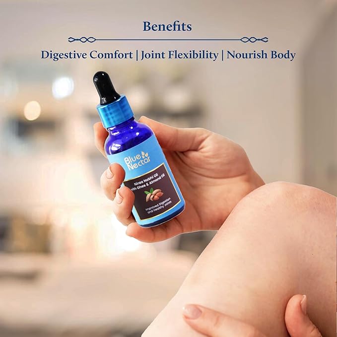 Blue Nectar Ayurveda Nabhi Oil with Ghee & Almond Oil | Belly Button Oil for Digestion & Joint Health | 100% Natural & Herbal (21 Herbs, 1 fl oz)-GlimoraGlow