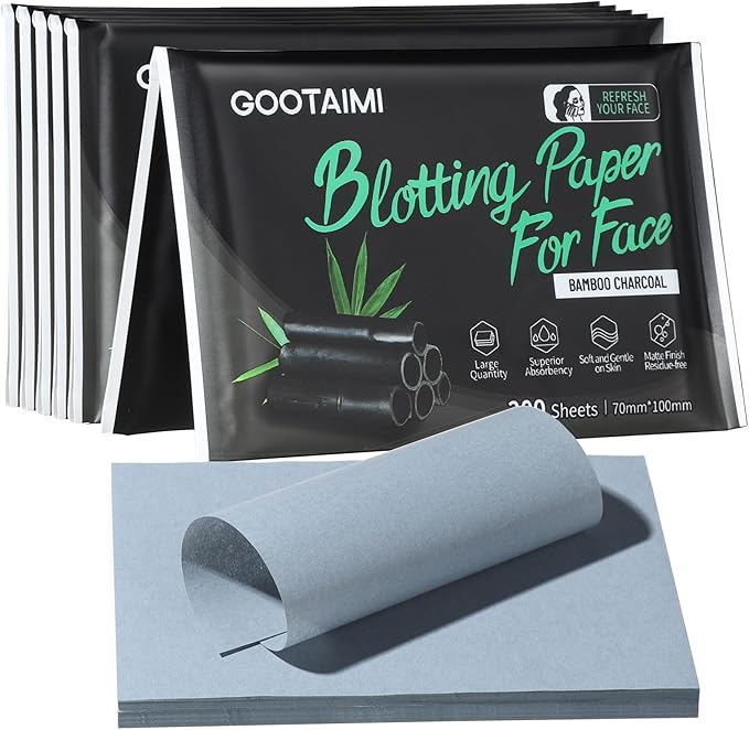 1200PCS Blotting Paper for Oily Skin, Natural Bamboo Charcoal Blotting Paper, 100 * 70MM Large Oil Blotting Sheets for Face, Makeup-GlimoraGlow