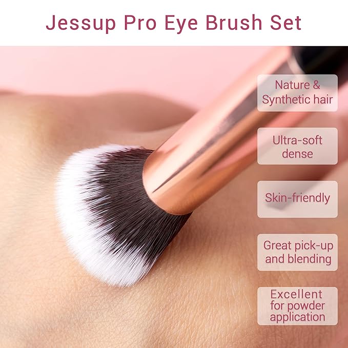 Jessup 15Pcs Professional Makeup Brushes Set Make up Brush Tools kit Eye Liner Shader Wood Handle Natural-synthetic Hair Brushes Pearl Black/Rose Gold T157-GlimoraGlow