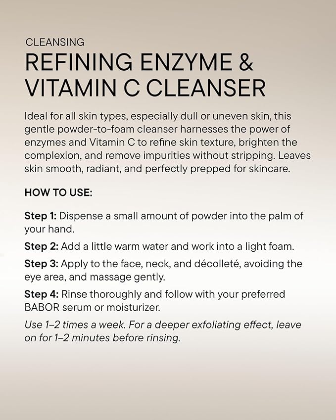 BABOR Refining Enzyme & Vitamin C Cleanser, Enzyme Powder Cleanser, Exfoliating Face Wash Polish, Gentle Facial Scrub to Brighten and Even Complexion-GlimoraGlow