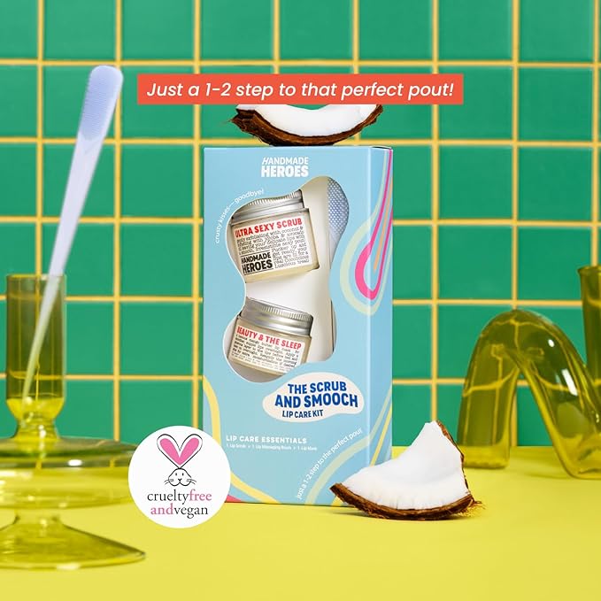 100% Natural Lip Scrub, Vegan Conditioning Coconut Lip Exfoliator - Gentle Exfoliant, Sugar Lip Polish and Lip Exfoliator Scrubber for Chapped and Dry Lips (Original 3pc Set)-GlimoraGlow