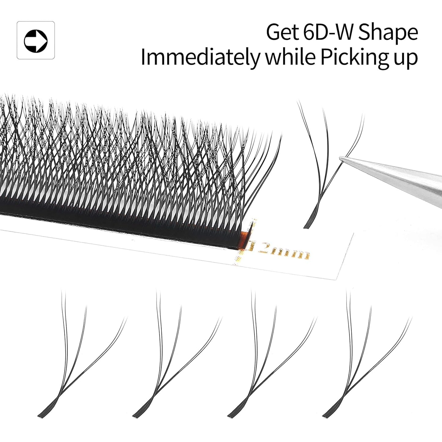 Lash Extensions Double Tips 3D Eyelash Extensions W Shape 0.07mm Thickness C Curl Mix 8-15mm Premade Fans Easy Fan Volume Matte Black Crisscross Eyelashes(W-3D-Double Tips-0.07-C,8-15mm Mix)-GlimoraGlow