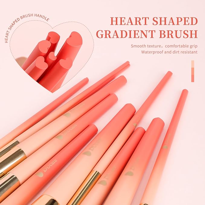 DUcare Makeup Brushes Set 14Pcs Love Struck Makeup Brush Set Premium Synthetic Kabuki Foundation Blending Face Powder Blush Concealers Eye Shadows Brushes-GlimoraGlow