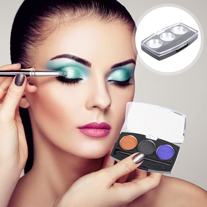 10Pcs Empty Magnetic Eyeshadow Palette Empty Eyeshadow Pans Containers Eyeshadow Palettes 3 Grids Makeup Pans Cosmetic Pans Eyeshadow Makeup Containers for Women Girls-GlimoraGlow