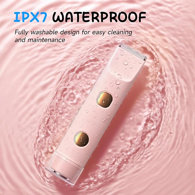 2 in 1 Bikini Trimmer for Women, Smooth and Painless Electric Razors for Women, IPX7 Waterproof Women's Electric Shaver, Rechargeable Bikini Underarm Legs Arm Body Face Trimmer Womens Shaver (Pink)-GlimoraGlow