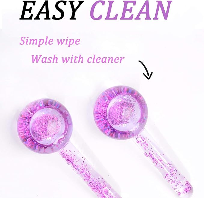 ICE Beauty Balls for Facial, 2PCS Purple Facial Roller for Cold Facial Massage Face Roller Balls with Anti-Freeze Liquid to Reduce Puffiness, Pores, Wrinkles…-GlimoraGlow