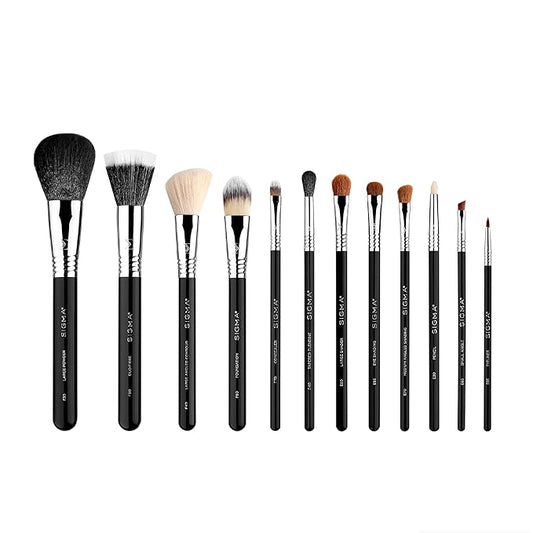 Sigma Beauty Essential Makeup Brushes Set – Professional Grade Makeup Brush Set with Premium Fibers and Sleek, Durable Handles for Face & Eyes, Includes 12 CK001 Black Makeup Brushes-GlimoraGlow