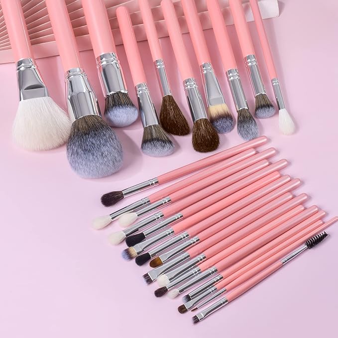 Bueart Design Makeup Brushes Set 26pcs Real Natural Goat Hair Professional labeled Foundation Face Blending Blush Concealers Eyeshadow Brush Set(26Pcs Pearl Pink)-GlimoraGlow
