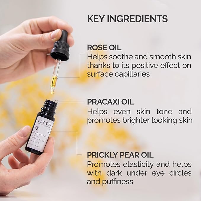 Alteya Organics Eye Serum USDA Certified Organic Skin Care 0.34 Fl Oz/10 mL Bio Damascena Award-Winning Eye Treatment With Organic Bulgarian Rose Oil Rejuvenating, Revitalizing and Clarifying-GlimoraGlow