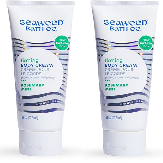 Seaweed Bath Co. Firming Body Cream - Rosemary Mint - Hydrating Hand and Body Lotion with Hyaluronic Acid - Toning Skin Moisturizer for Dry Skin - 6 oz (Pack of 2)-GlimoraGlow