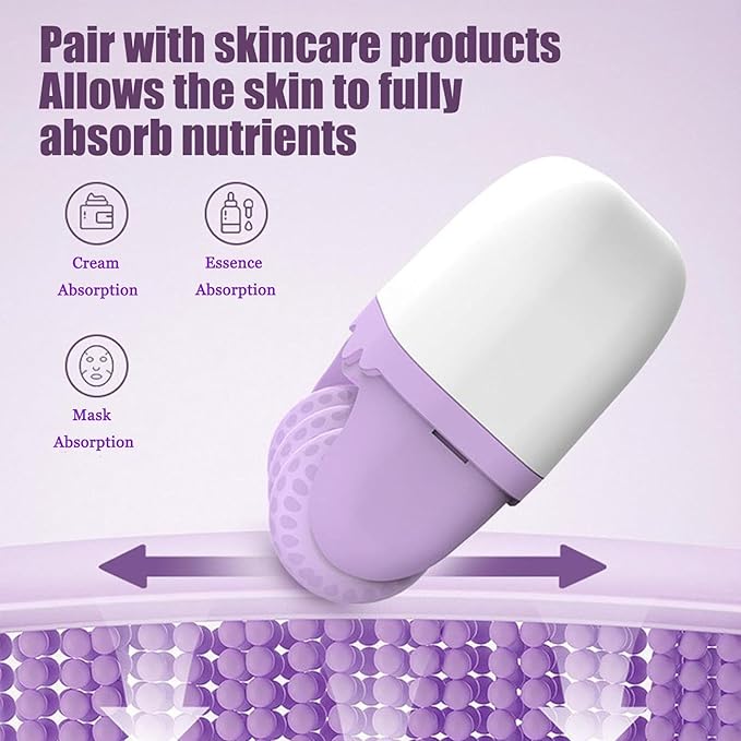 Ice Roller for Face Women - 2 in 1 Facial Ice Roller for Face & Eye Puffiness Relief, Gua Sha Facial Tools for Massage, Body Minor Cold Compress-GlimoraGlow