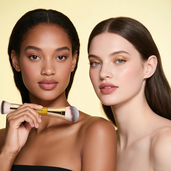 DUcare Foundation Brush Contour Bronzer Makeup Brush Double Ended Self Tanner Brush Sculpting Brush for Blending Liquid Powder Concealer Cream Cosmetics Blush Buffe-GlimoraGlow