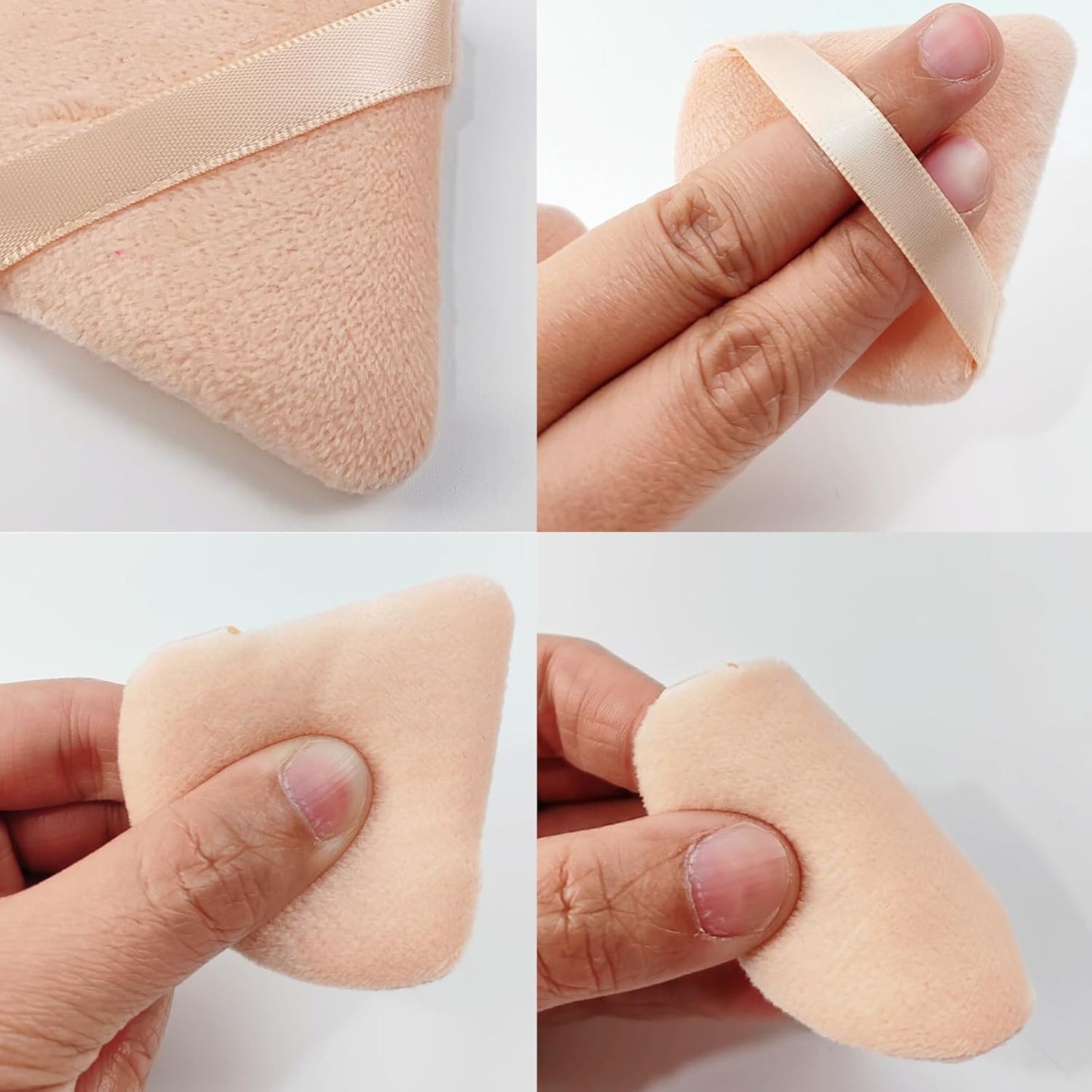 GXXMEI 30PCS Triangle Powder Puff, Setting Powder Puff for Make Up, Face Puff Pads for Loose Powder and Press Powder, Makeup Sponge Powder Applicator for Face and Eye (White, Black, Nude)-GlimoraGlow
