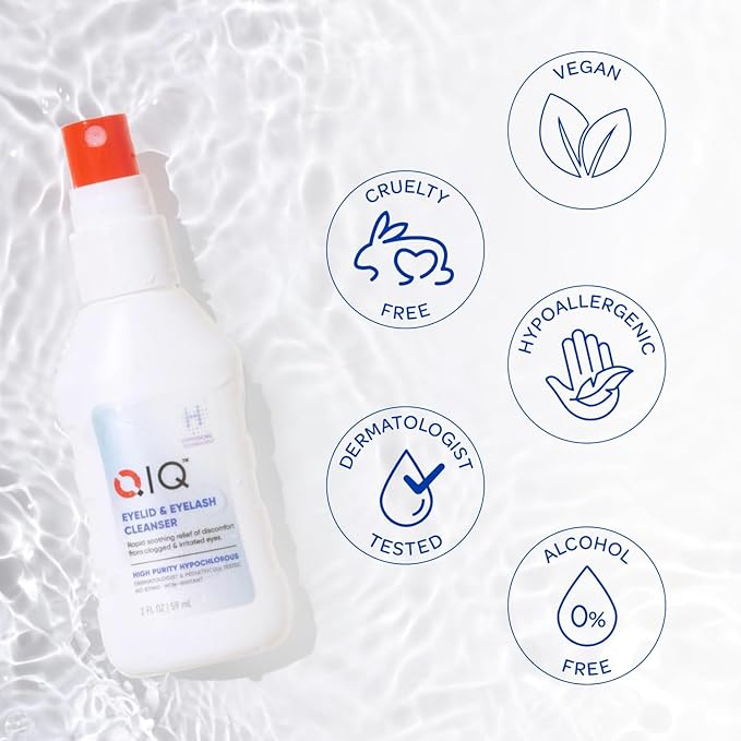 Eyelash and Eyelid Cleanser – High Purity Hypochlorous Eye Wash Solution, Lid and Lash Cleanser that Quickly Calms and Soothes Irritated, Clogged Skin (2oz)-GlimoraGlow