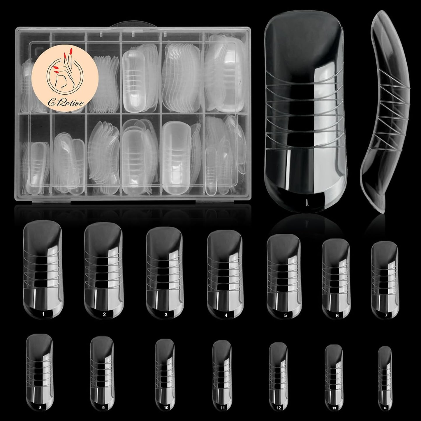 140Pcs Dual Nail Forms,Upturned Extension Poly nail gel Nail Forms Full Cover Reusable Nail Molds 14 Sizes for Nail Art Design Salon&DIY-GlimoraGlow