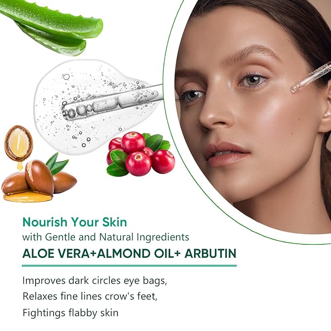 Aloe Vera Eye Serum Dark Circles Under Eye Treatment for Women to Reduce Appearance of Puffy Eyes Eye Bags Fine Lines and Wrinkles for All Skin Types, Beauty Skin Care Gift-GlimoraGlow