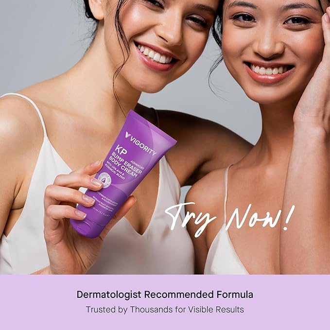 Vigority Keratosis Pilaris Treatment Cream with Lactic Acid – KP Body Bump Exfoliating Moisturizer for Rough, Bumpy, Dry & Flakey Skin, Strawberry Legs – 5.1 Oz-GlimoraGlow