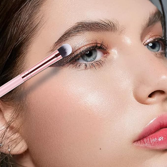 MSQ Eye Makeup Brushes Set with Soft Synthetic Hairs & Real Wood Handle for Eyeshadow, Eyebrow, Eyeliner, Blending (Pink), 12pcs-GlimoraGlow