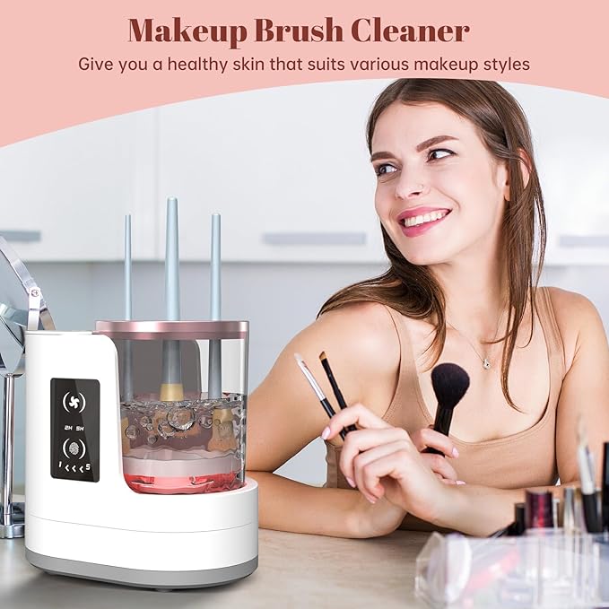 3 IN 1 Electric Makeup Brush Cleaner Machine With Makeup Brush Dryer-Holder-Portable Automatic USB Cosmetic Brushes Cleaner Tool for All Size Beauty Makeup Brush Set,Contour, Eyeshadow, Blush Brush-GlimoraGlow