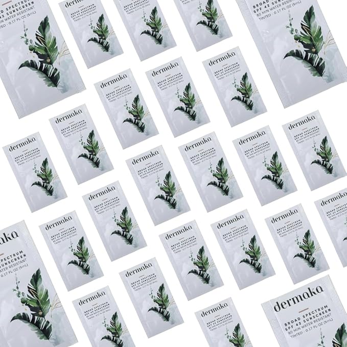 Mineral Tinted Sunscreen SPF 42 for Face – 5ml 25 Packets with Zinc Oxide & Titanium Dioxide – Water Resistant 80 Min – Moisturizes & Soothes – Beach Must Haves, Travel Essentials, Party Favor-GlimoraGlow