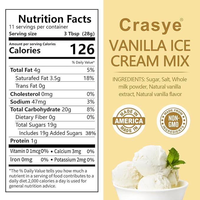 10 Ounce Ice Cream Mix Vanilla Soft Serve Mix Soft Serve Mixes Base Powder Homemade for Ice Cream Maker Machine-GlimoraGlow