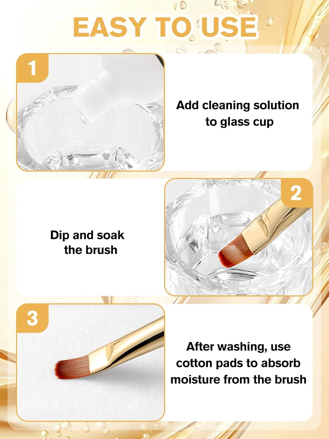 EBANKU 120ml Acrylic Nail Brush Cleaner, 3 in 1 Nail Art Brushes Conditioner Nail Brush Clean Solution Quickly Clean for Solid Gel Polish/Nail Extension Gel-GlimoraGlow