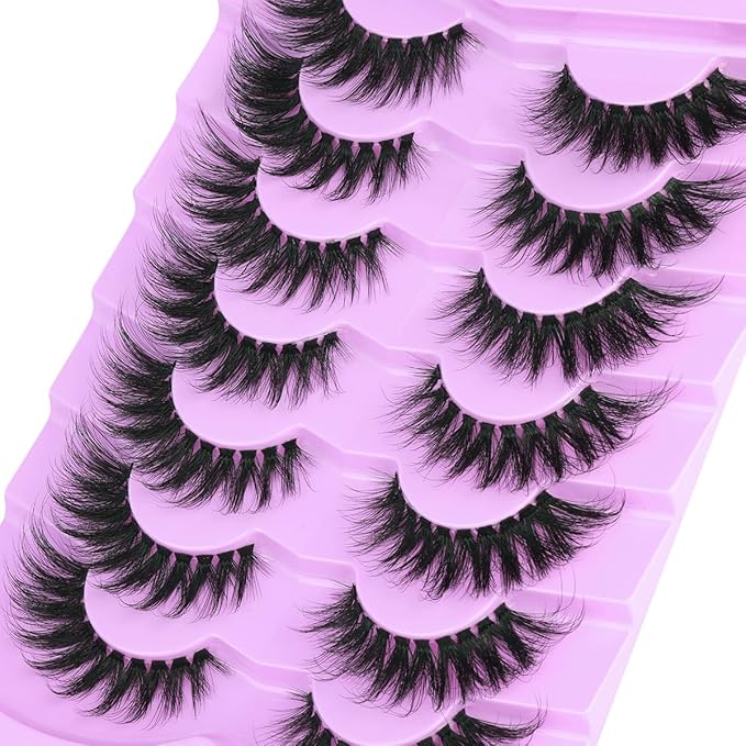 Lashes Clear Band Fox Eye Lashes 3D Volume Faux Mink Eyelashes Wispy False Eyelashes Strips 7 Pairs by Kiromiro-GlimoraGlow