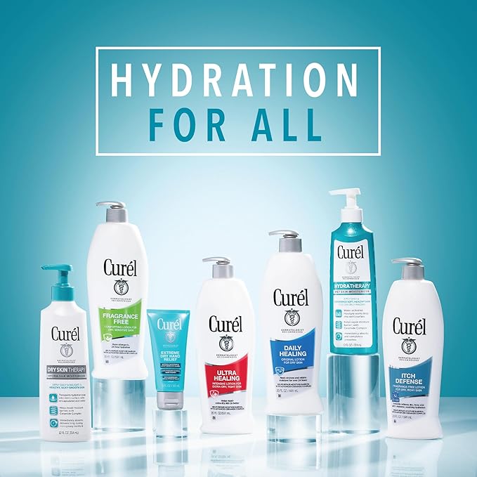Curel Ultra Healing Intensive Fragrance-Free Lotion For Extra-Dry Skin, Ideal for Sensitive Skin, Cruelty Free, Paraben Free, Dermatologist Recommended, 6 Oz, Pack of 3-GlimoraGlow