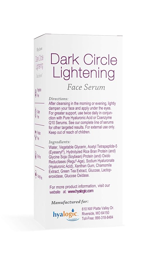 Hyalogic Dark Circle Lightening Face Serum - Treat Under Eye Dark Circles w/Hyaluronic Acid, Eveseryl & Regu-Age - Soothe, Nourish & Rejuvenate Skin - 1oz-GlimoraGlow