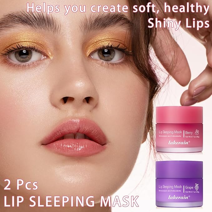 2 Pcs Lip Sleeping Mask, Lip Mask Overnight Hydrate Repair Sleeping Lip Mask, Moisturizing Lip Balm Lip Care Anti Dry Cracked Lip Cream, Lip Scrubs Exfoliator Reduce Lip Lines-GlimoraGlow