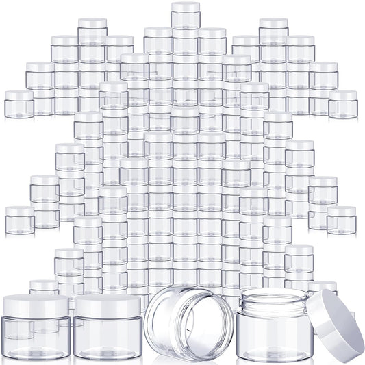 200 Pcs Empty Bulk Plastic Container Jars with Lid Leak Proof Round Plastic Jars Small Cosmetic Travel Containers for Storage Makeup Creams Lotion Ointments(White,2 oz)-GlimoraGlow