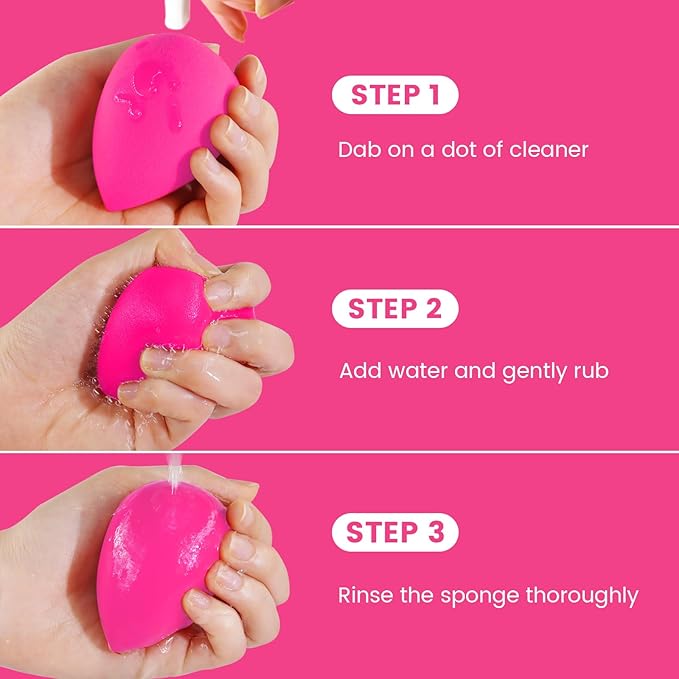 BEAKEY 5 Pcs Makeup Sponges, Latex-Free Beauty Sponge for Flawless Liquid, Cream, and Powder Application, Rose Pink Sponges-GlimoraGlow