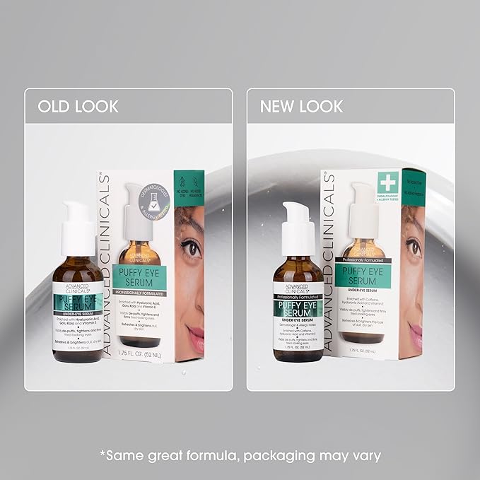 Advanced Clinicals Puffy Eye Under Eye Serum | Visible Anti Aging Brightening Vitamin C + Caffeine Serum Helps Improve Look Of Puffiness, Fine Lines, Dark Circles, & Uneven Skin Tone, 2-Pack-GlimoraGlow