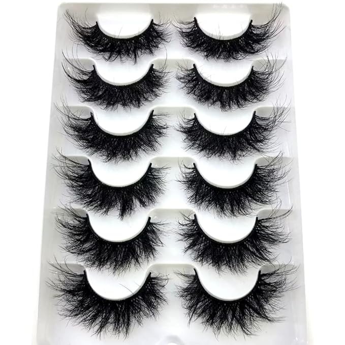 HBZGTLAD 6 Pairs Fluffy False Eyelashes Natural Faux Mink Strip 3D Lashes Pack (SR-1)-GlimoraGlow