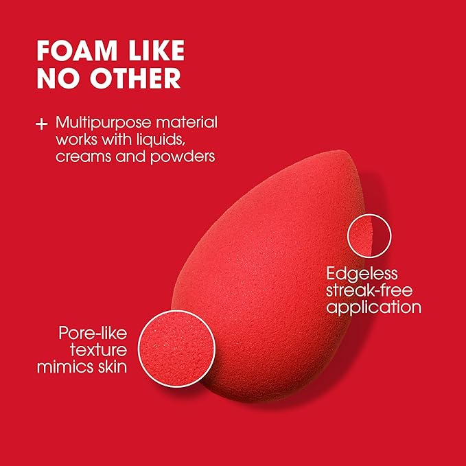Beautyblender® | Ruby Beauty Blender Makeup Sponge, Super-Soft Foam Easily Blends Foundations, Powders & Creams, Made in USA, Reusable, Washable, Streak Free Application, Vegan, Cruelty Free-GlimoraGlow