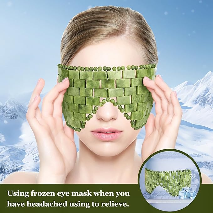 Jade Eye Mask Natural Green Jade Facial Maks for Relive Eliminate Puffiness-GlimoraGlow