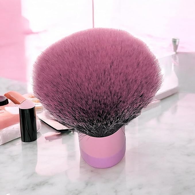 Luxurious and Large Soft Fluffy Powder Brush, Use as a Spray Tan Finishing Tool, Multipurpose Face and Body Barber and Beauty Tool, Large Kabuki Brush by BevyGold (Pink)-GlimoraGlow