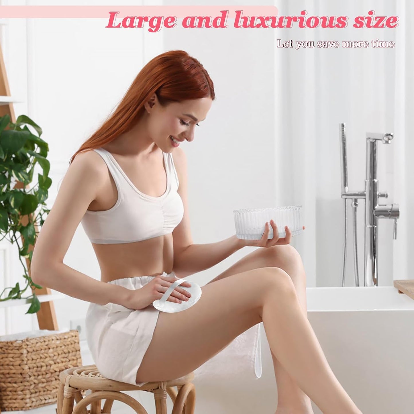 2Pcs Extra Large Body Powder Puff & Luxury 6" Glass Jar Dusting Powder Container with Puff for Women Bath Powder Puffs Perfect for Talcum or Loose Powder (White)-GlimoraGlow