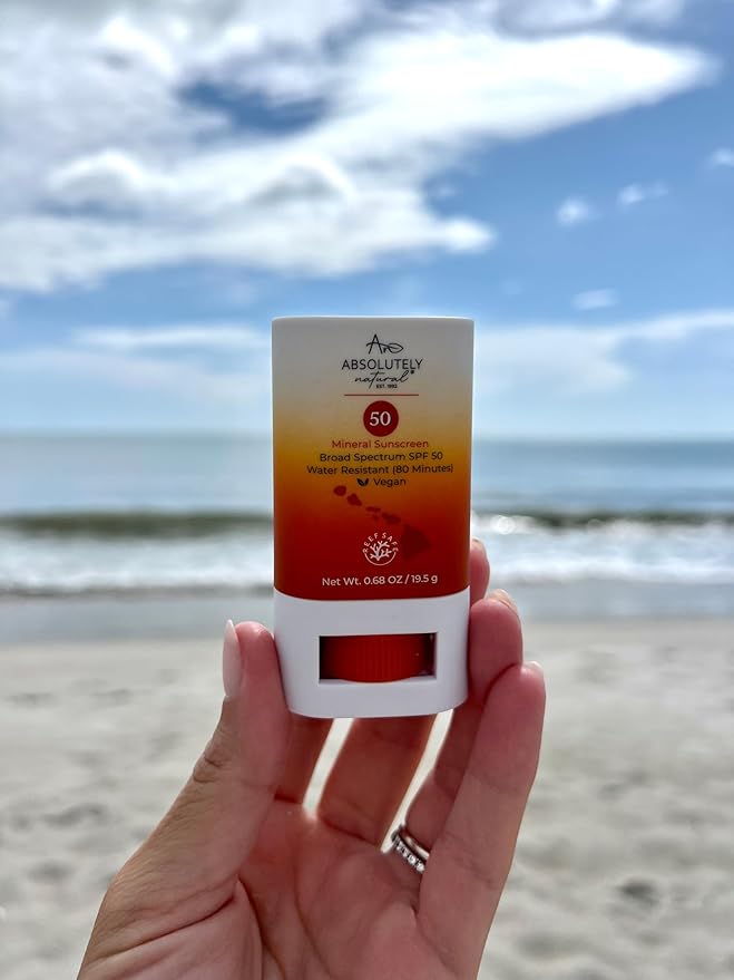 SPF 50 Mineral Sunscreen Stick with Rose Hips Oil, Cruelty Free and Reef Safe, Vegan Blend for Face and Body, Made in USA-GlimoraGlow